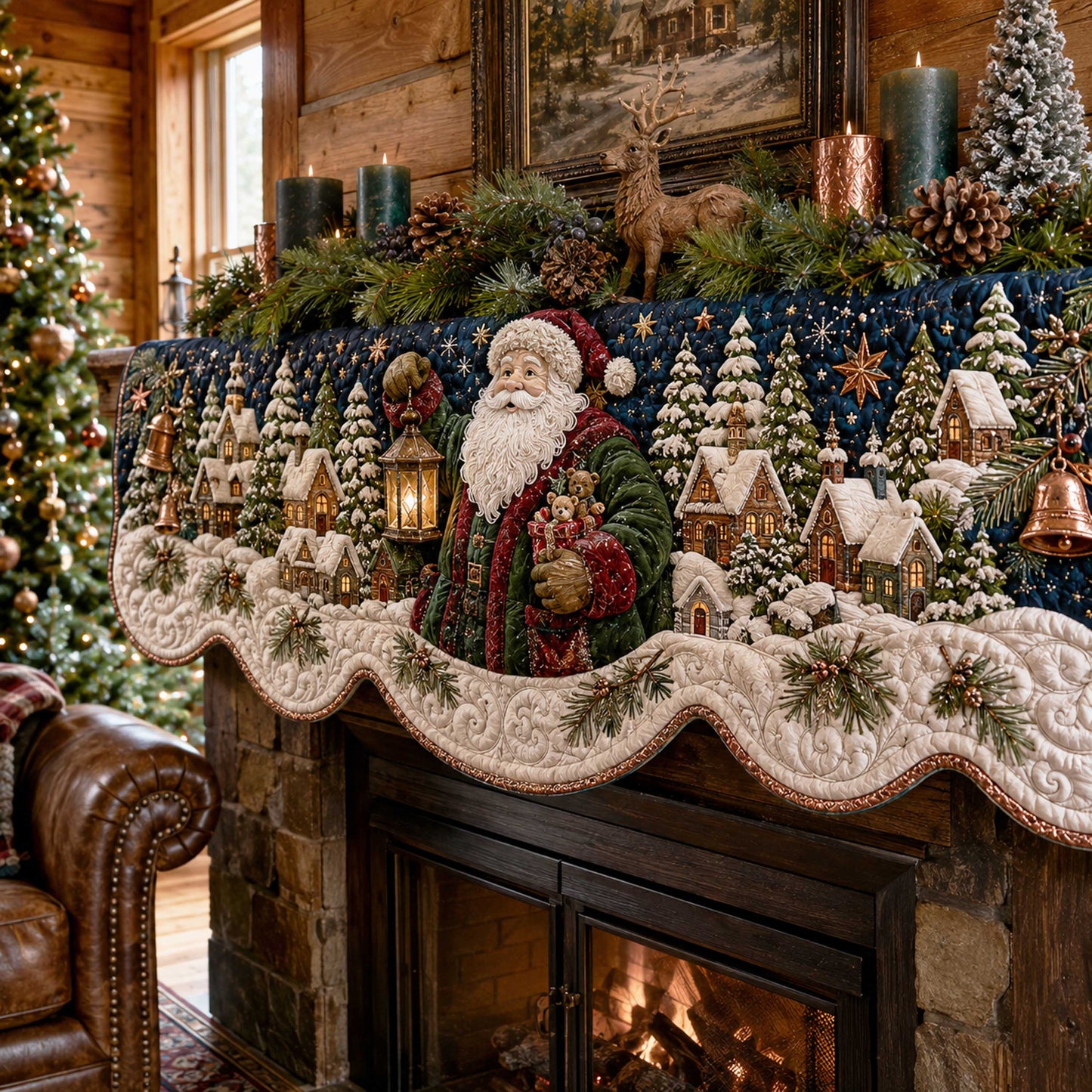 Santa Wishes Quilted Mantel Scarf SN0TD246