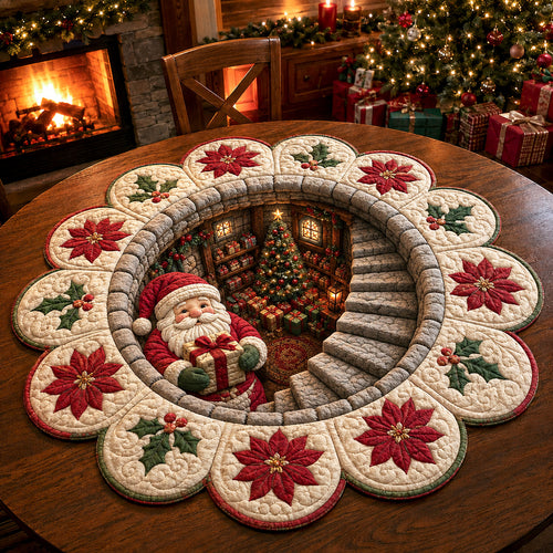 Santa Wonderland Custom Shape Quilted Table Topper SN0TV177
