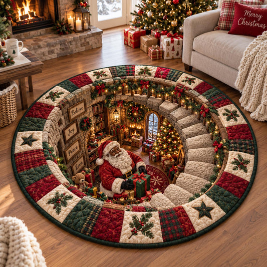 Santa Workshop Portal Quilted Round Mat SN0DV708