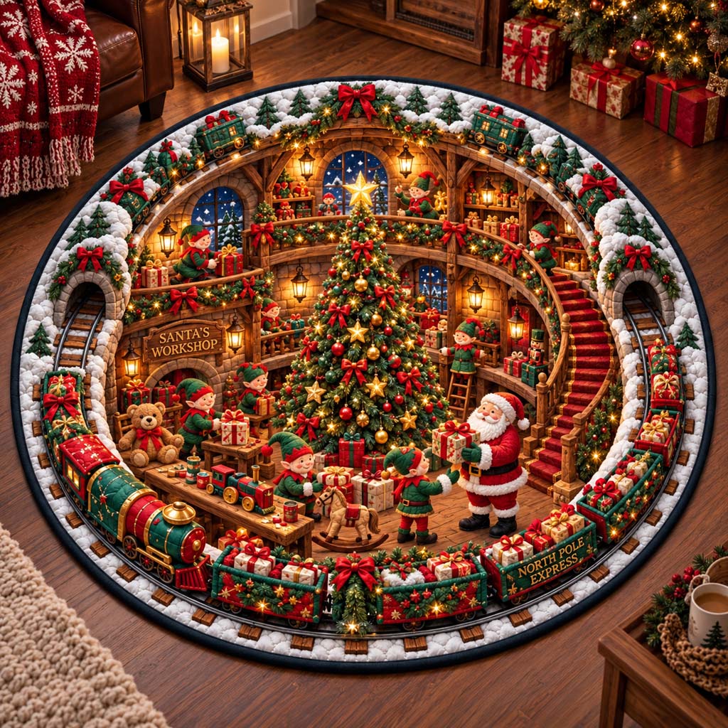Santa Workshop Quilted Round Mat SN0HH0698