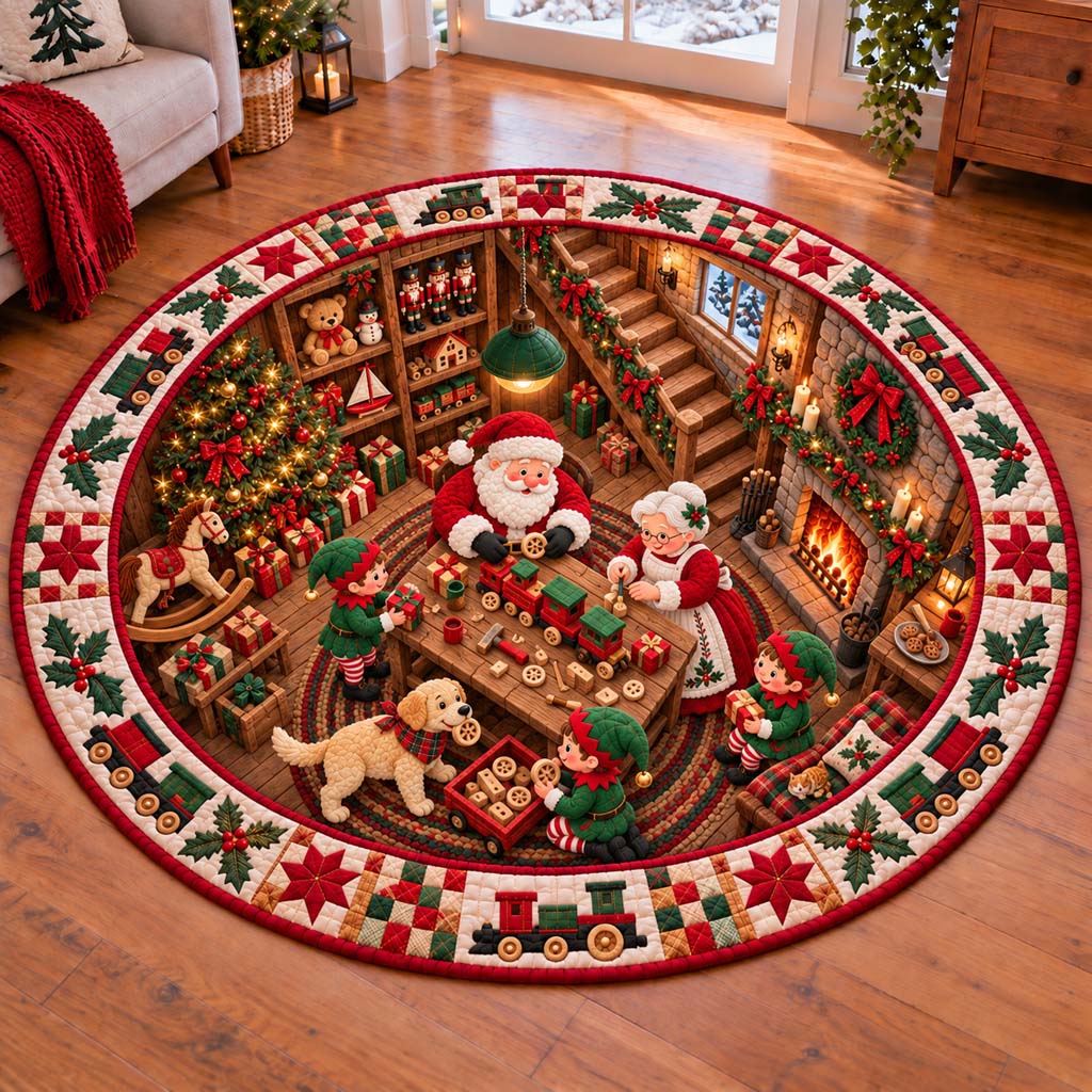 Santa Workshop Quilted Round Mat SN0HH0722