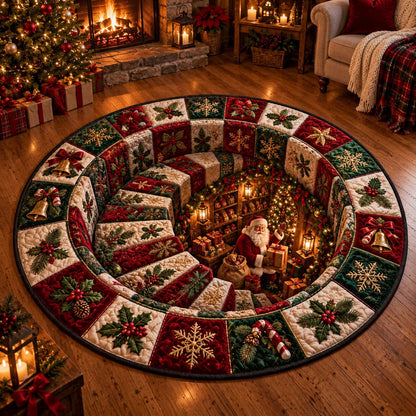 Santa Workshop Spiral Quilted Round Mat SN0DV803