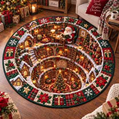 Santa Workshop Spiral Quilted Round Mat SN0DV829