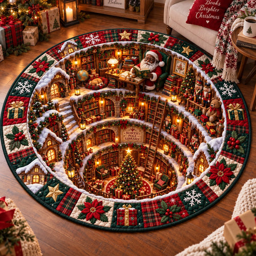 Santa Workshop Spiral v2 Quilted Round Mat SN0DV940