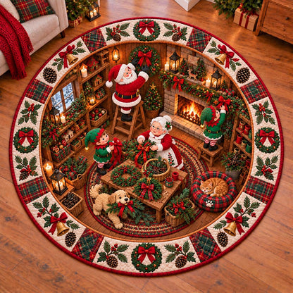 Santa Wreaths Quilted Round Mat SN0HH0727