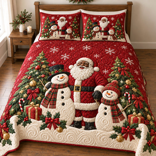 Santa and Snow 3-Piece Quilted Bedding Set SN0TV336