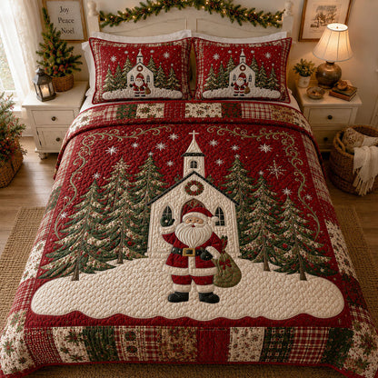 Santa's Chapel Blessing 3-Piece Quilted Bedding Set SN0PT421