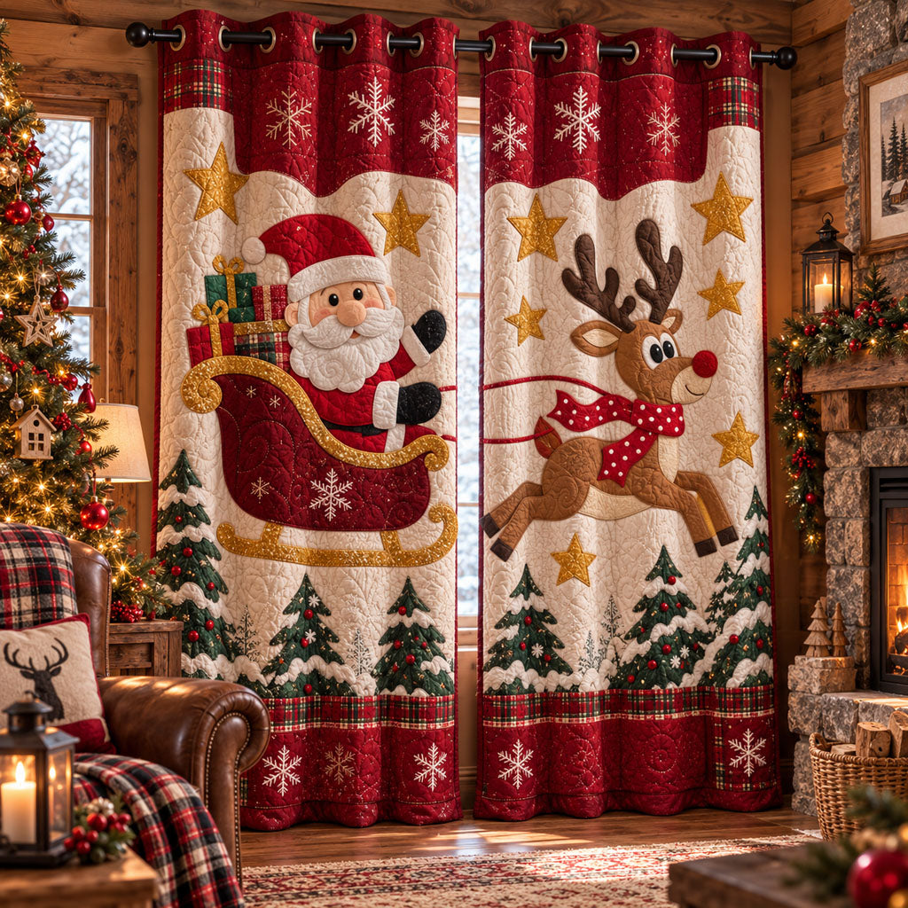 Santa’s Christmas Sleigh Quilted Curtains SN0PT1093
