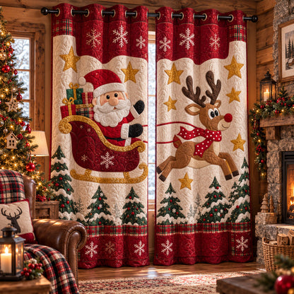 Santa’s Christmas Sleigh Quilted Curtains SN0PT1093