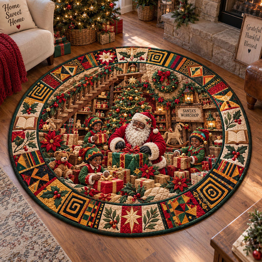 Santa’s Christmas Workshop Quilted Round Mat SN0PT1173