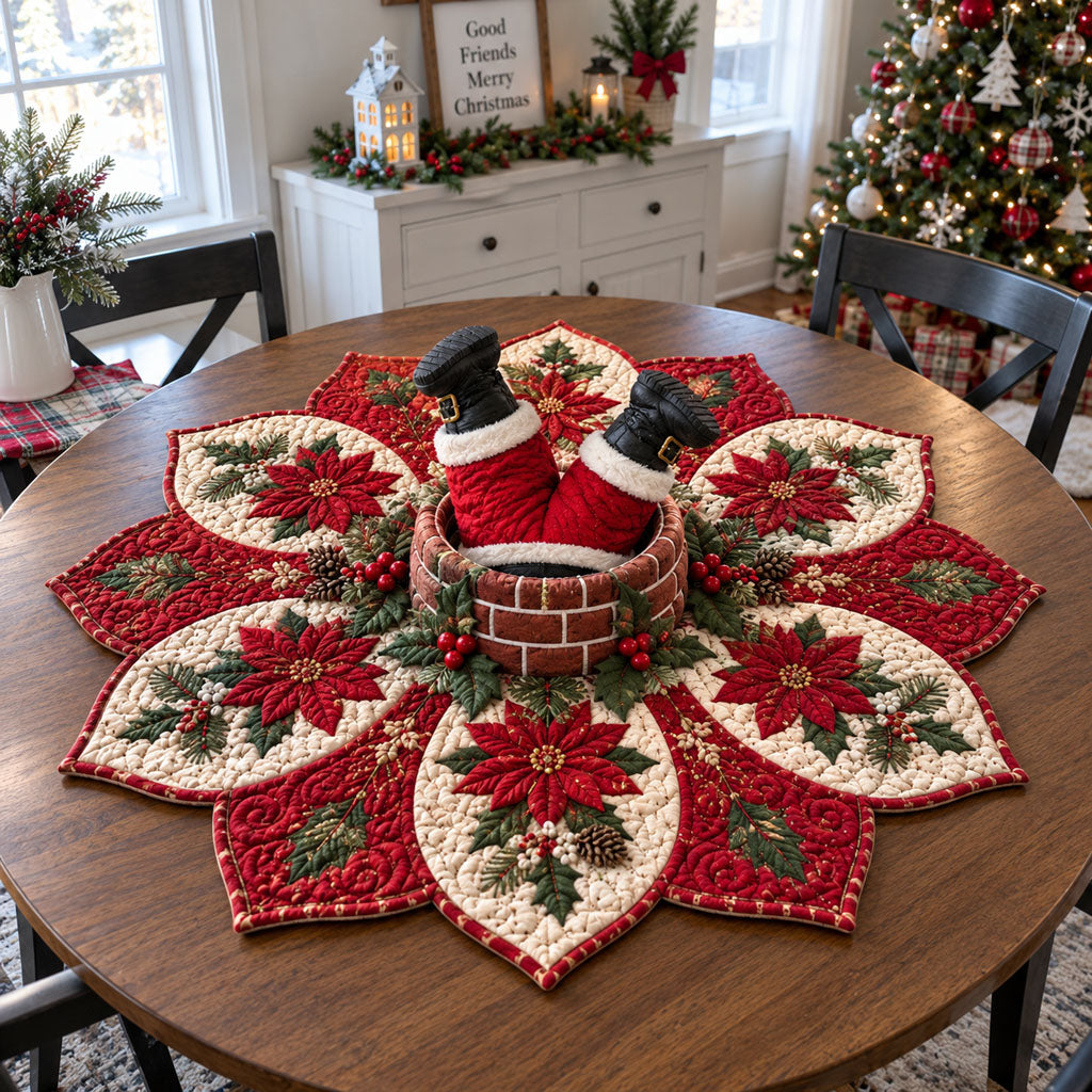 Santa’s Cozy Celebration Custom Shape Quilted Table Topper SN0PT1110