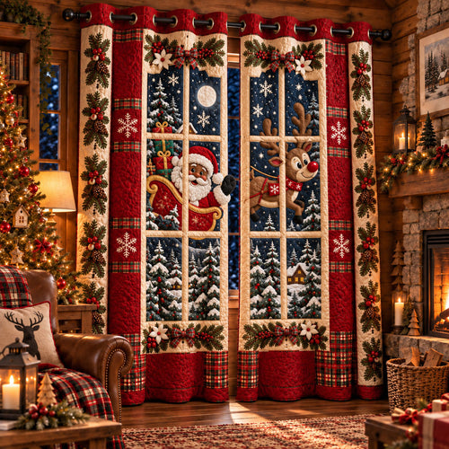 Santa’s Festive Window Quilted Curtains SN0PT1255