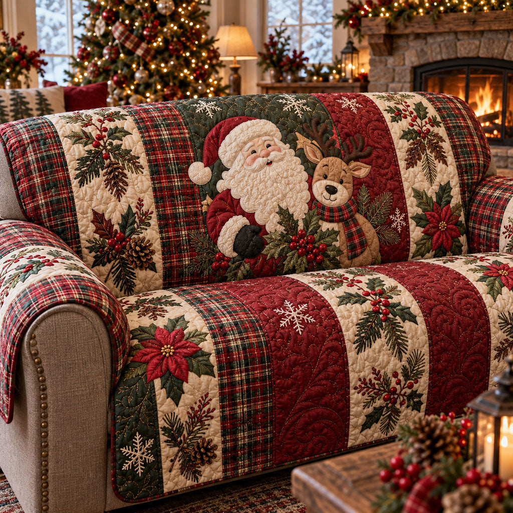 Santa's Hearth Quilted Sofa Cover SN0PT1123