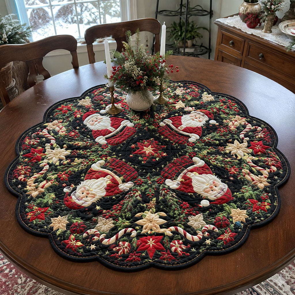 Santa’s Merry Gathering Custom Shape Quilted Table Topper SN0PT689