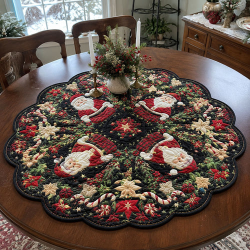 Santa’s Merry Gathering Custom Shape Quilted Table Topper SN0PT689