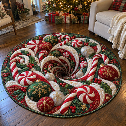 Santa's Secret Christmas Portal Quilted Round Mat SN0PT1367