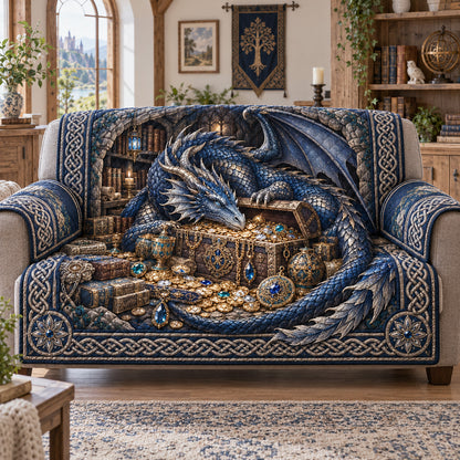 Sapphire Dragon Quilted Sofa Cover SN0TV849