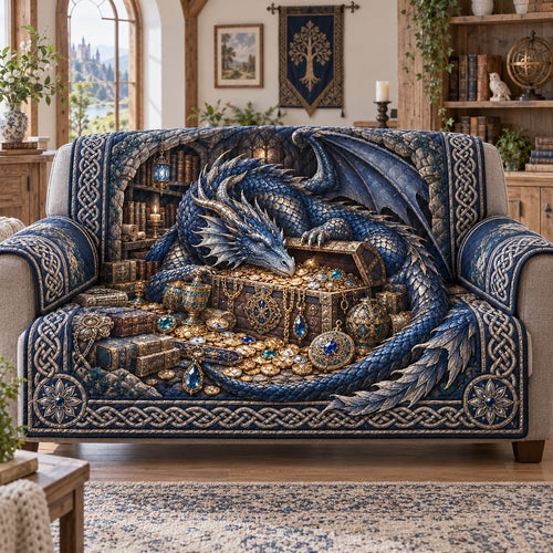 Sapphire Dragon Quilted Sofa Cover SN0TV849