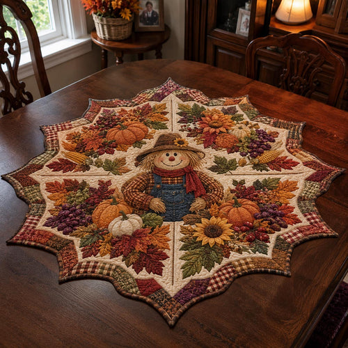 Scarecrow Harvest Star Custom Shape Quilted Table Topper SN0DV262