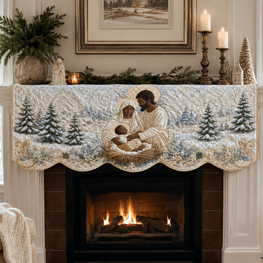 Scared Christmas Family V2 Quilted Mantel Scarf SN0PT1079