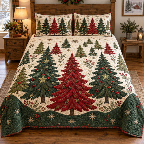Scarlet Evergreen 3-Piece Quilted Bedding Set SN0TV769