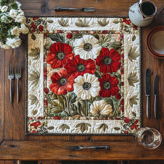 Scarlet Poppy Bloom Quilted Table Topper NCU0NXD084