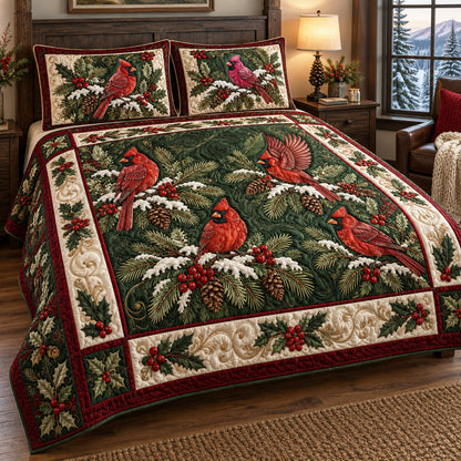 Scarlet Songbird 3-Piece Quilted Bedding Set SN0TV778