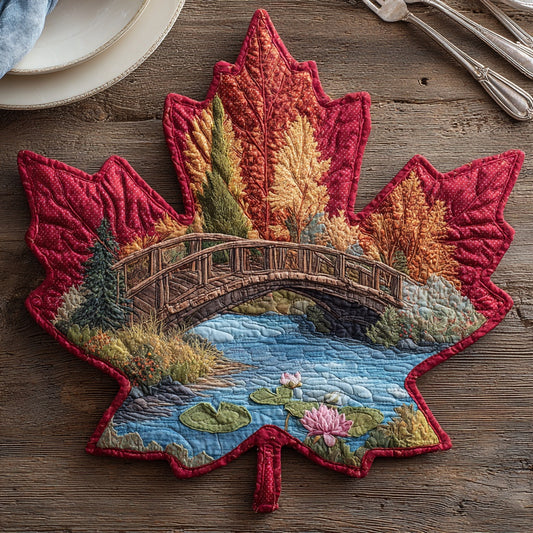 Scenic Bridge Foliage Custom Shape Quilted Placemat NCU0LV002