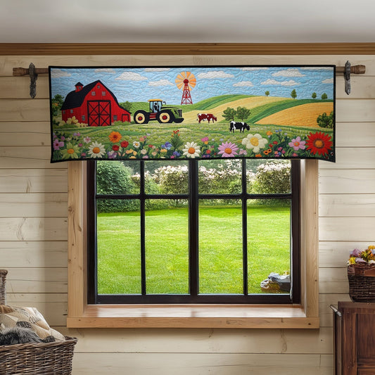 Scenic Farm Landscape Quilted Valance NCU0PT6045