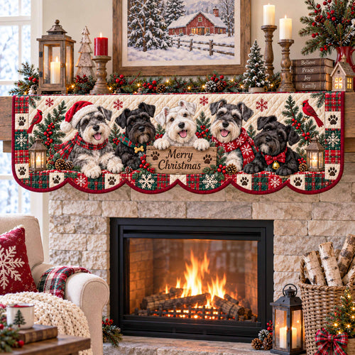 Schnauzer Cheer Quilted Mantel Scarf SN0TD792