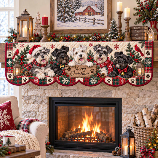 Schnauzer Cheer Quilted Mantel Scarf SN0TD792