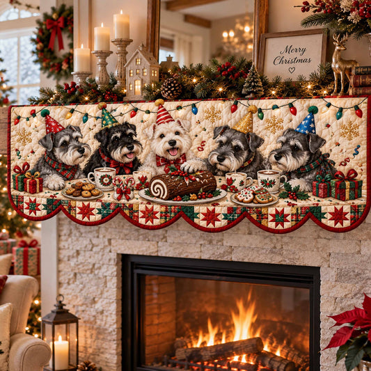Schnauzer Christmas Charm Quilted Mantel Scarf SN0TD801