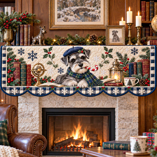 Schnauzer Christmas Dreams Quilted Mantel Scarf SN0TD799