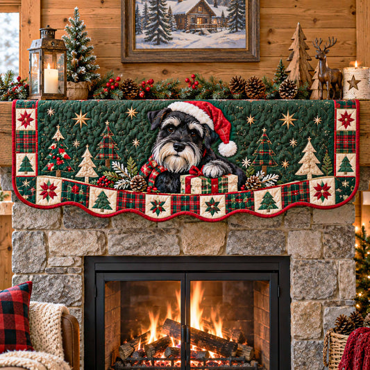 Schnauzer Christmas Joy Quilted Mantel Scarf SN0TD793