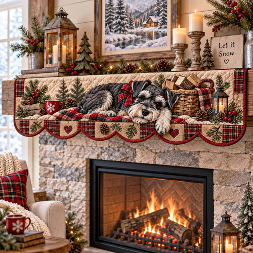 Schnauzer Christmas Magic Quilted Mantel Scarf SN0TD795