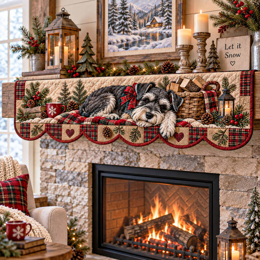 Schnauzer Christmas Magic Quilted Mantel Scarf SN0TD795