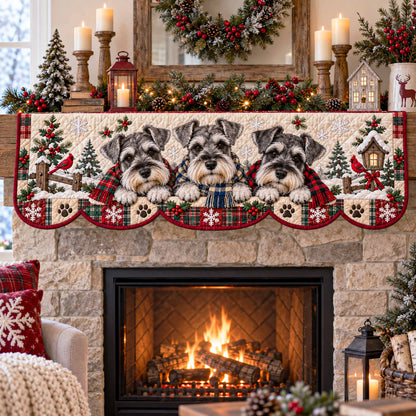 Schnauzer Christmas Quilted Mantel Scarf SN0TD791