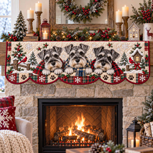 Schnauzer Christmas Quilted Mantel Scarf SN0TD791
