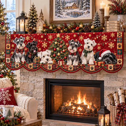 Schnauzer Christmas Wishes Quilted Mantel Scarf SN0TD800