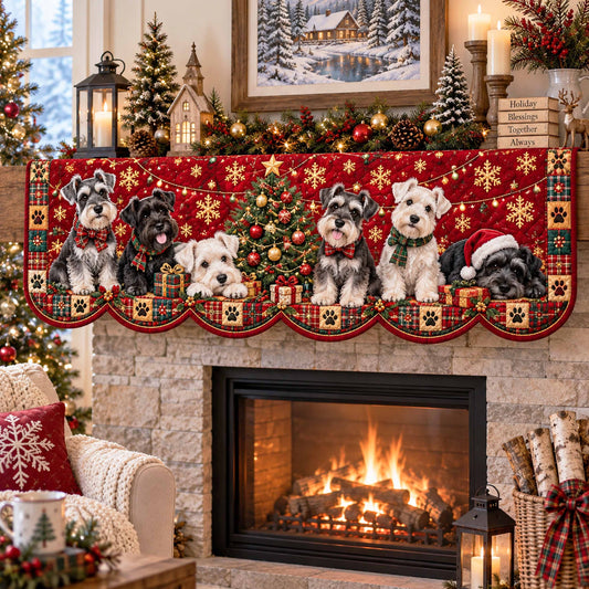 Schnauzer Christmas Wishes Quilted Mantel Scarf SN0TD800