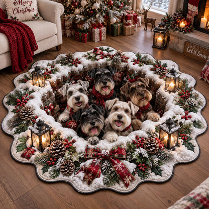 Schnauzer Christmas Wreath Custom Shape Area Rug SN0DV782