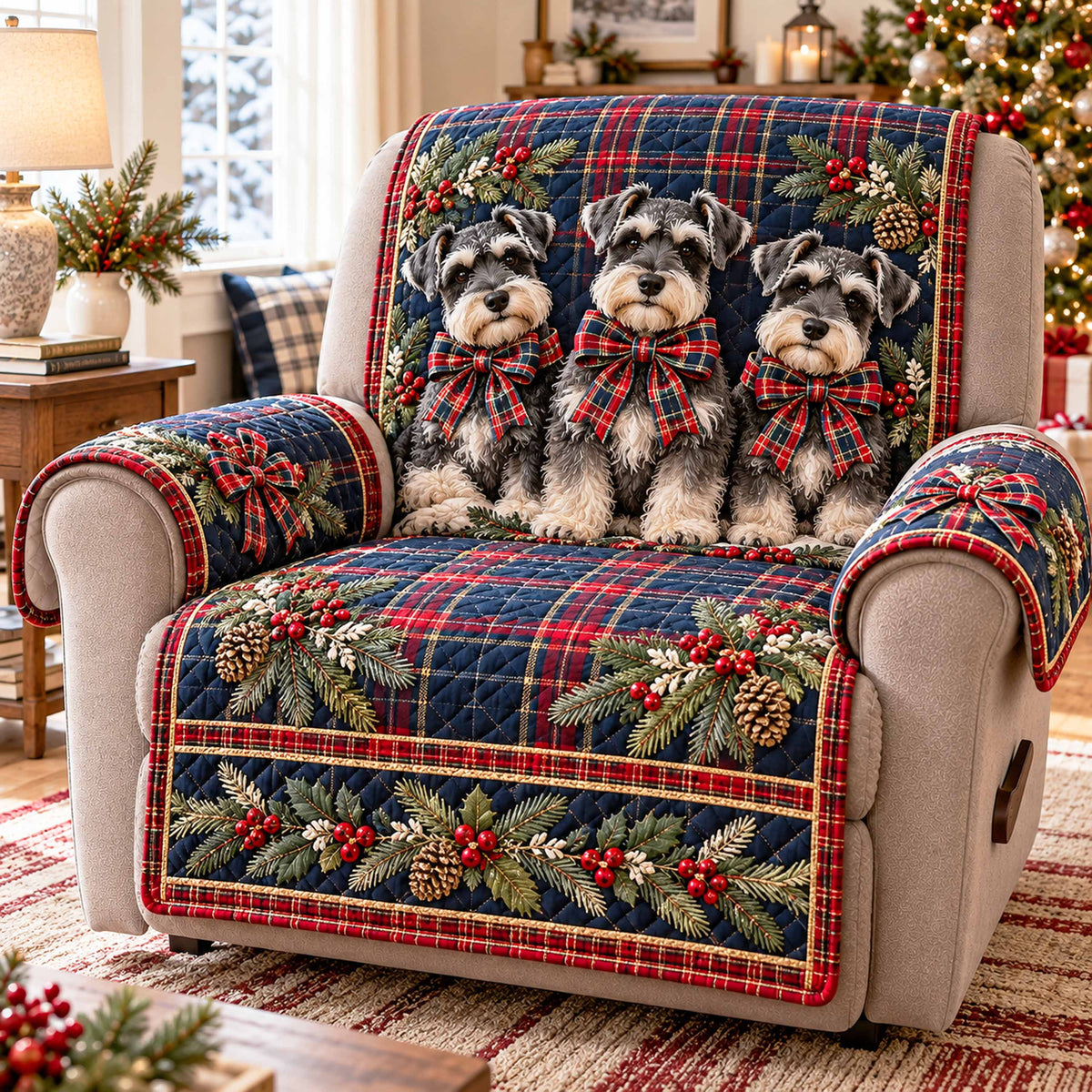 Schnauzer Friends Quilted Sofa Cover SN0TD1243