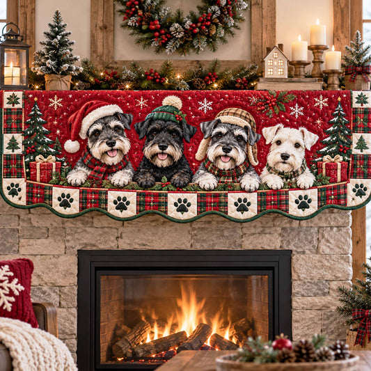 Schnauzer Holiday Cheer Quilted Mantel Scarf SN0TD796