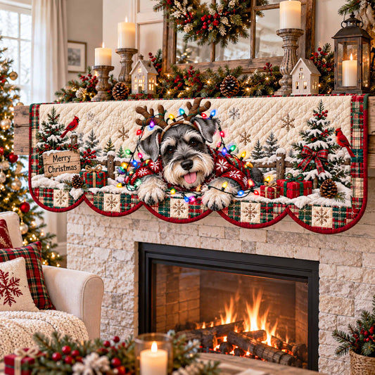 Schnauzer Holiday Quilted Mantel Scarf SN0TD794