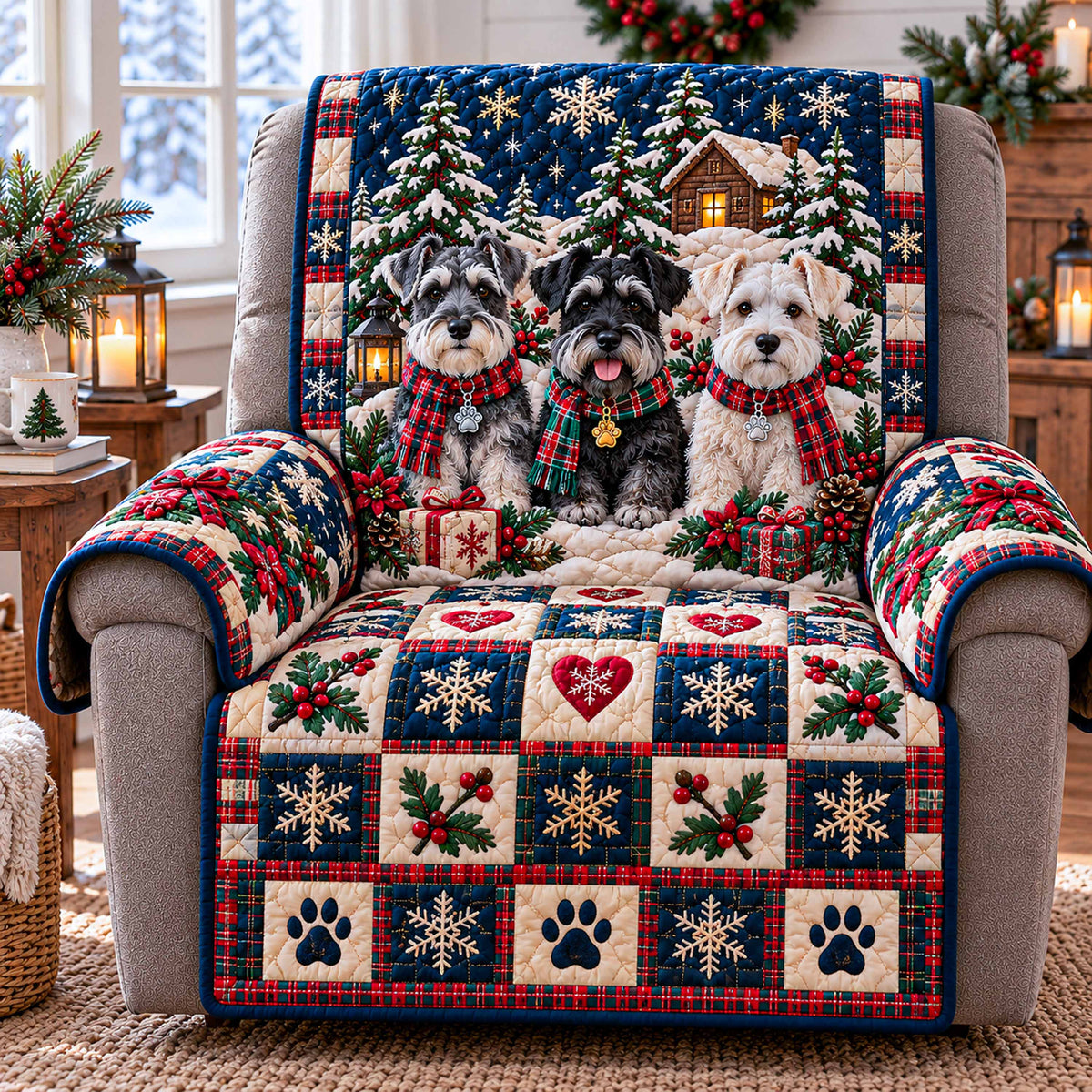 Schnauzer Love Quilted Sofa Cover SN0TD1236