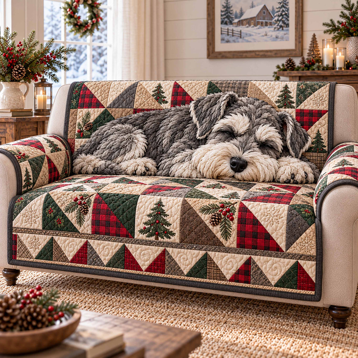 Schnauzer Magic Quilted Sofa Cover SN0TD1246
