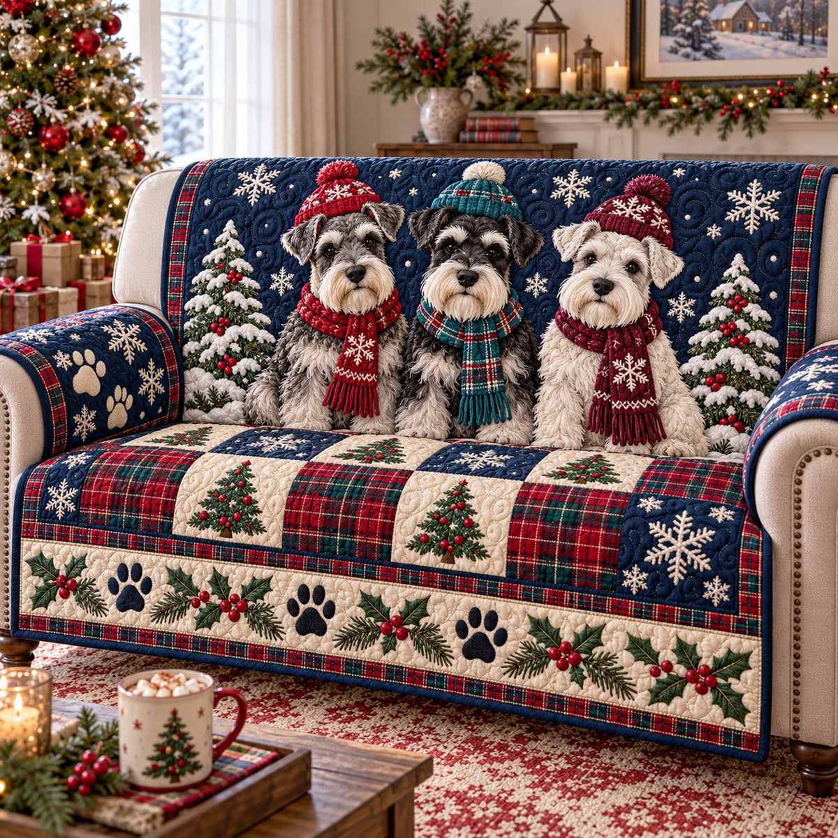 Schnauzer Squad Quilted Sofa Cover SN0TD1239