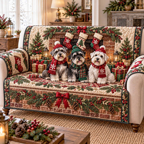 Schnauzer Winter Quilted Sofa Cover SN0TD1242