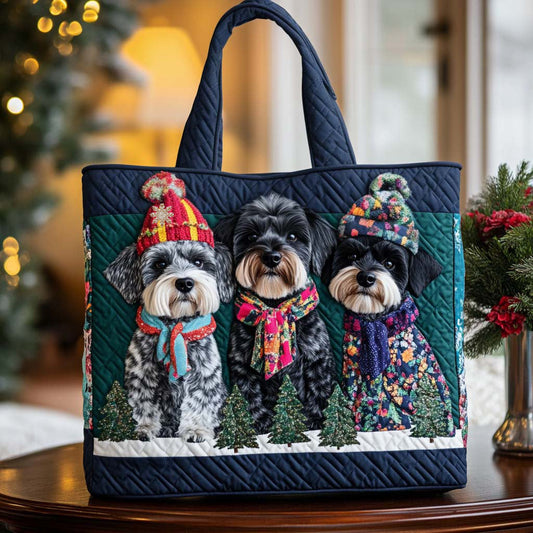 Schnauzer Winter Style Quilted Tote Bag NCU0NT9781