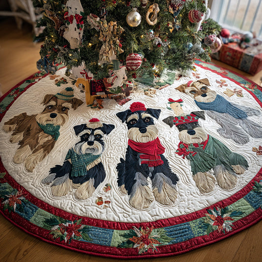 Schnauzer Wonderland Quilted Christmas Tree Skirt NCU0DV7621